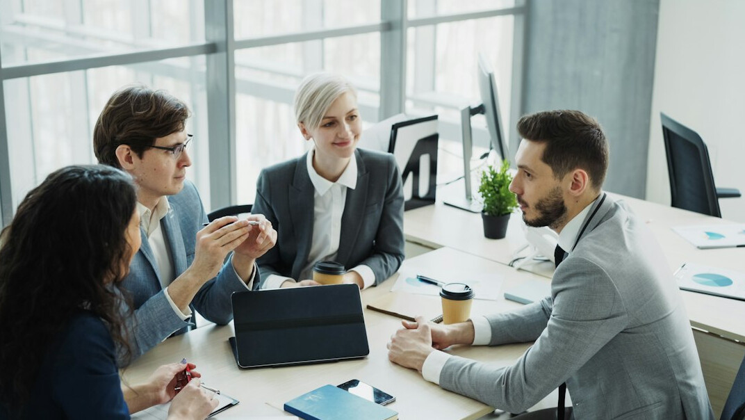 people discussing in meeting